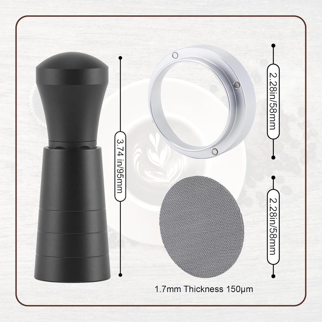 58mm WDT Tool Siebträger Zubehör Set,Puck Screen & Dosierring,Espresso Nadel mit 7 Feinen Nadeln,Esp