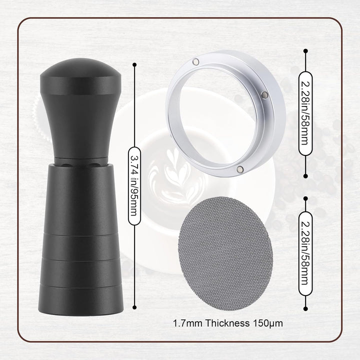 58mm WDT Tool Siebträger Zubehör Set,Puck Screen & Dosierring,Espresso Nadel mit 7 Feinen Nadeln,Esp