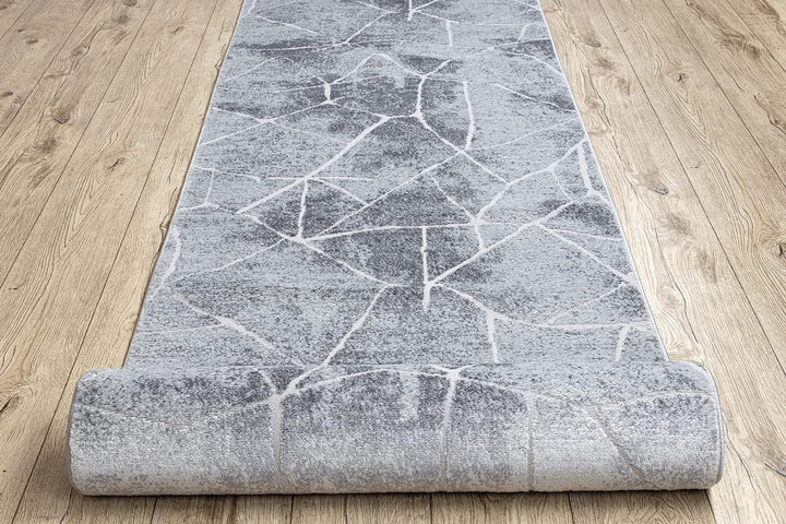 Modernen Preiswert Läufer MEFE, Läufer Strukturell, Marmor - Zwei Ebenen aus Vlies Grau 90x100 cm 90