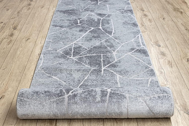 rugsx Modernen Preiswert Läufer MEFE, Läufer Strukturell, Marmor - Zwei Ebenen aus Vlies Grau 60x100