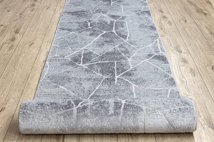 Modernen Preiswert Läufer MEFE, Läufer Strukturell, Marmor - Zwei Ebenen aus Vlies Grau 90x150 cm 90