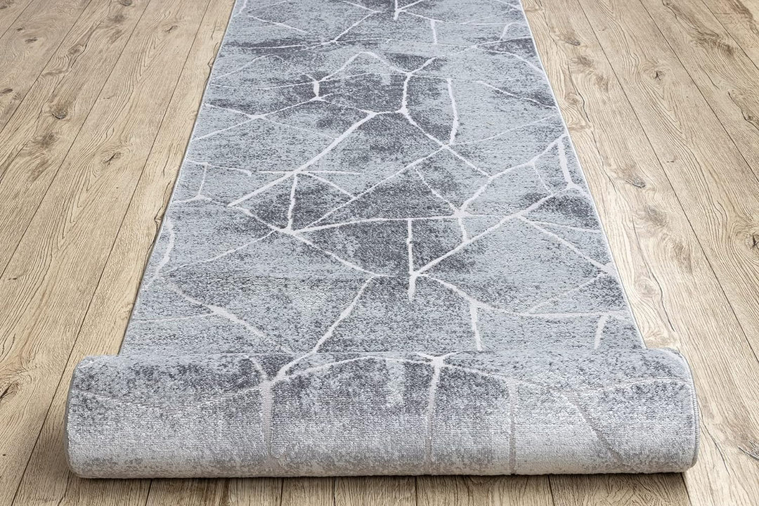 Modernen Preiswert Läufer MEFE, Läufer Strukturell, Marmor - Zwei Ebenen aus Vlies Grau 90x150 cm 90