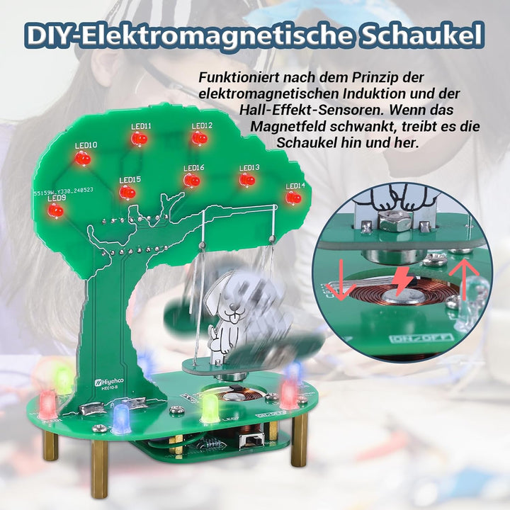 PEMENOL DIY Lötbausatz Elektromagnetische Schaukel mit süssem Welpen LED-Lichtern, Elektronik Lötübu