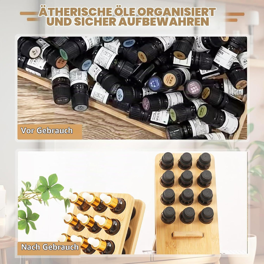 12 Loch Hölzern für Ätherisches Öl Display Ständer, Ständerhalter Aromatherapie Öle Organizer, Äther