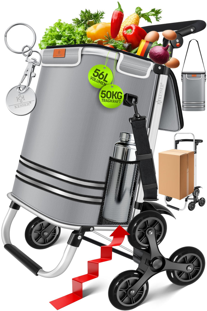 KESSER® Einkaufstrolley Treppensteiger mit Kühlfach klappbar mit 56L Kapazität und belastbar bis 50k