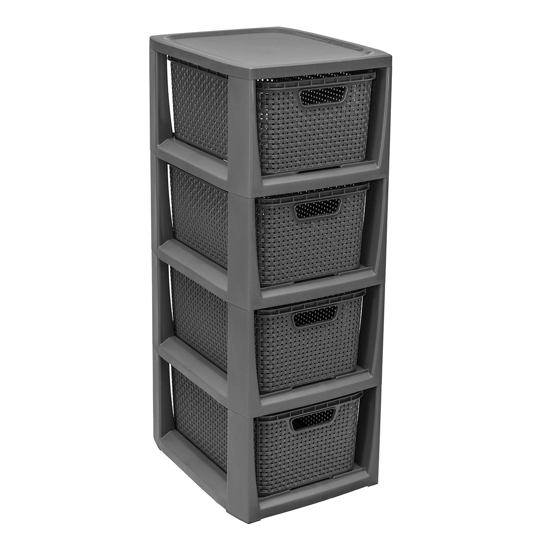 BranQ - Home essential 100% recycelt Kunststoff PP, Ökologisch, Regal in Rattan Design, 29,5 x 24 x
