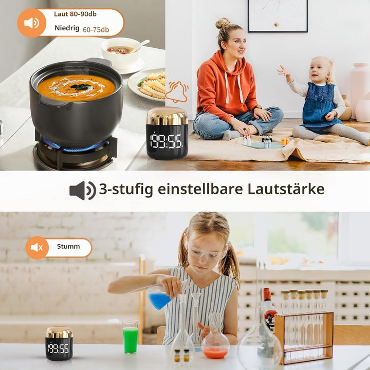 MeesMeek Digitaler Küchentimer mit grosser LED-Anzeige Countdown-Timer mit Einstellbarer Lautstärke
