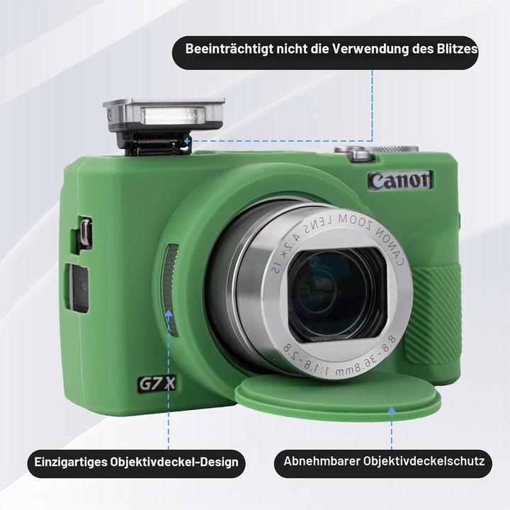 Rieibi Silikon-Schutzhülle für Canon G7X Mark III Hülle, G7X Mark III Zubehör mit 2 Stück Displaysch