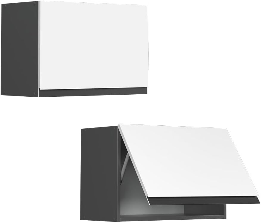 Vicco Hängeschrank R-Line, Weiss/Anthrazit, 60 cm J-Shape, flach Weiss Hängeschrank 60 cm (flach), W