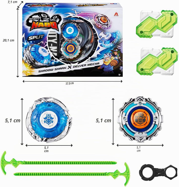 INFINITY NADO Kreisel Serie Split, Metallische Battle Tops Kreisel mit Launcher, Kinderspielzeug Jun