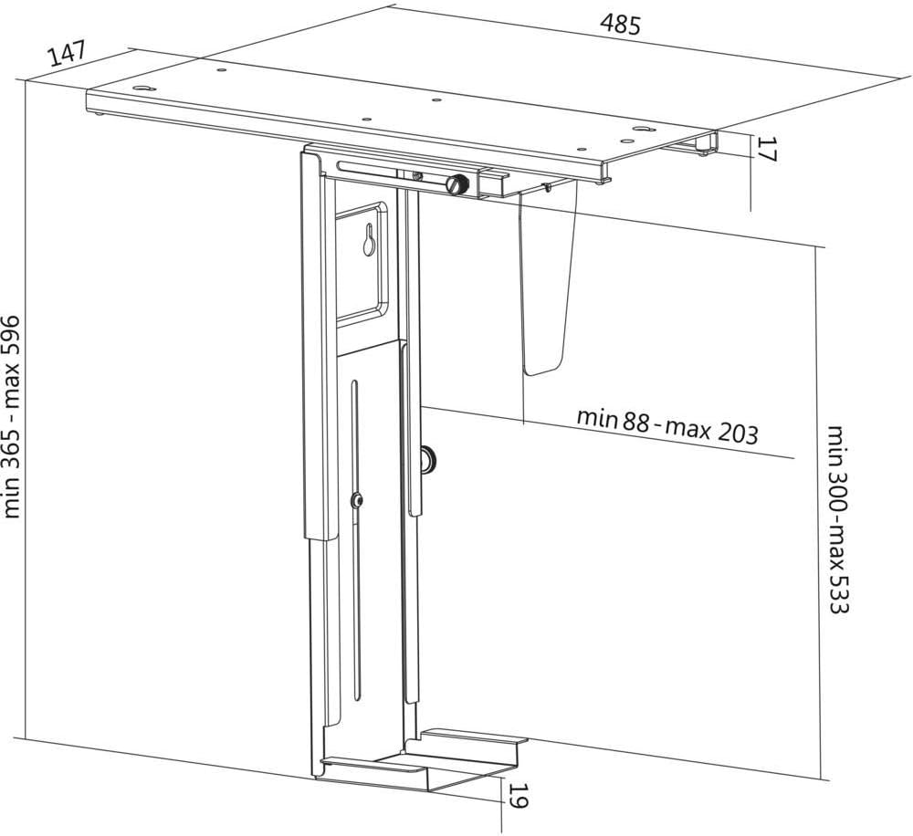 LogiLink EO0004 Einstellbare Untertisch PC-Halterung 360° drehbar mitvariablerGrösseneinstellungfürP
