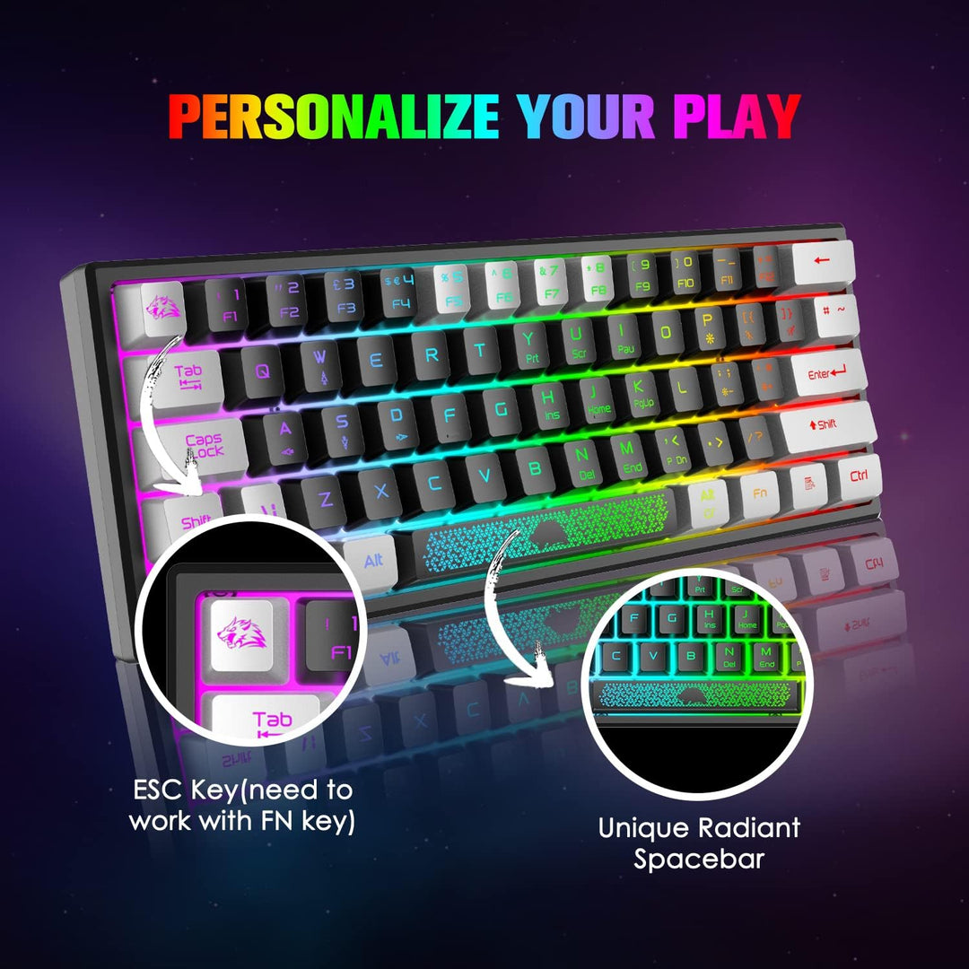 Mini 60% Gaming-Tastatur, Membran Game Keyboard mit Halbmechanisch Tasten, Optical RGB-Chroma-Backli