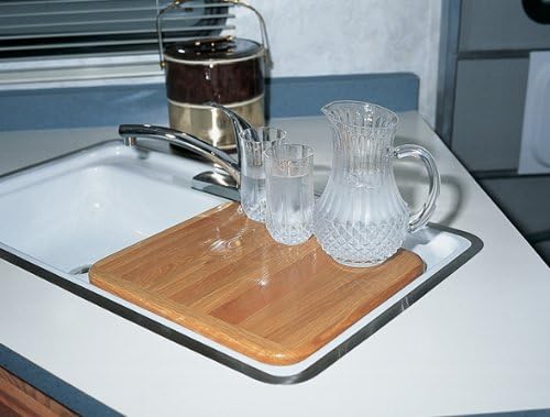 Camco Boat/RV Sink Cover | Features a Solid Oak Hardwood Top with a Non-Toxic Gloss Finish for Extra