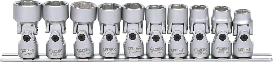 KS Tools 917.3940 3/8" CLASSIC Sechskant-Stecknuss-Satz mit Gelenk, 10-tlg.10-19mm