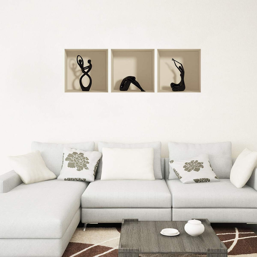 Sticker 3D Effekt | Wandaufkleber Statuen - Tapete Dekoration optische Täuschung Raum und Wohnzimmer