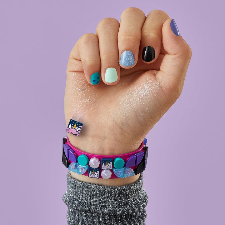 LEGO 41802 DOTS Einhorn Armband, kreatives Spielzeug DIY Schmuck-Bastelset mit glitzernden Steinen f