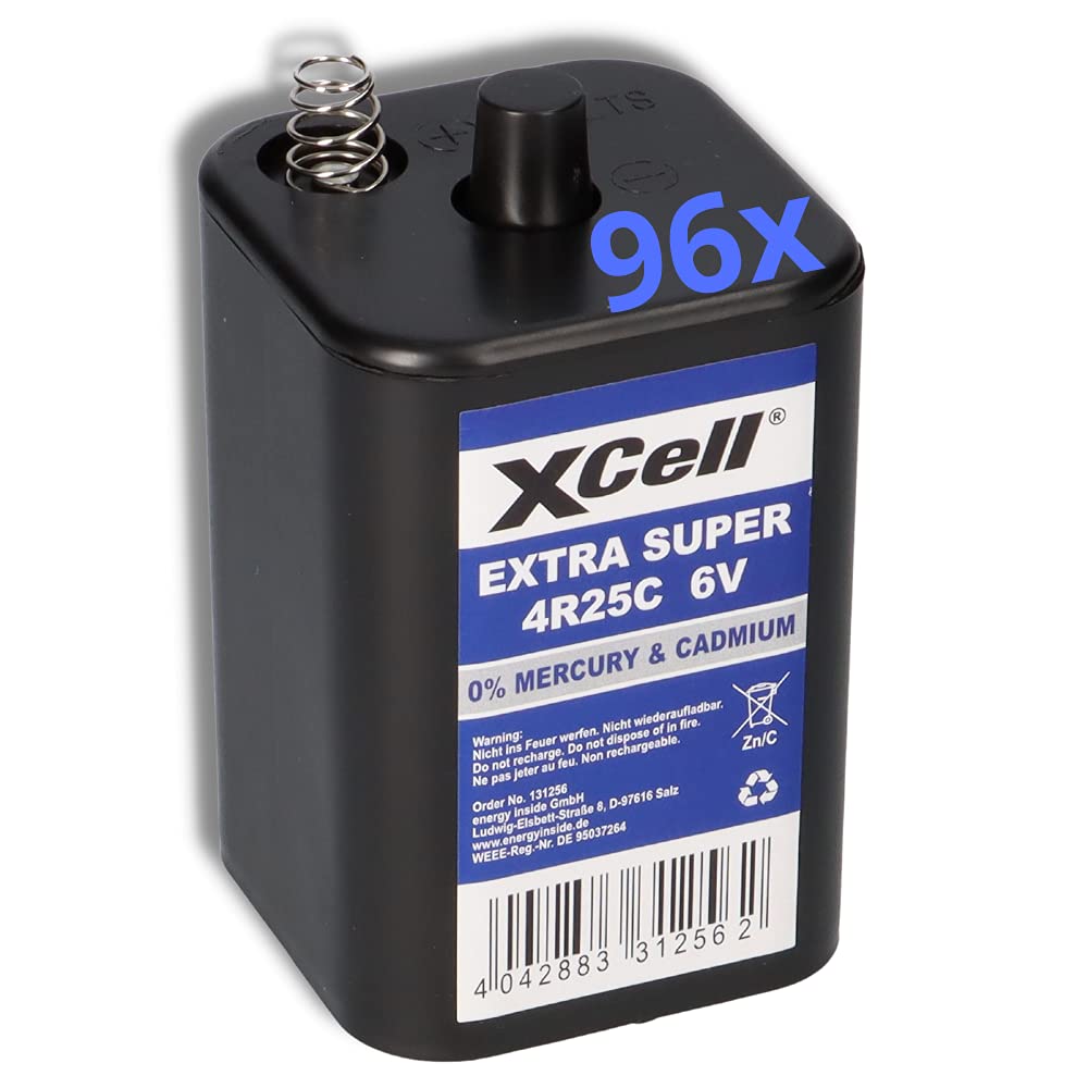 96x 6V 4R25 Batterie 9500mAh Blockbatterie Baustellenleuchte Laternenbatterie AKKUman Set (96er), 96