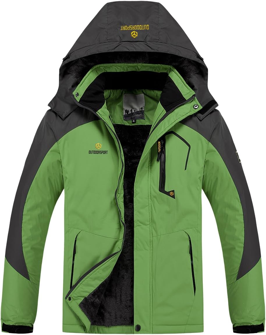 CARWORNIC Herren Winddichte Berg Ski Jacke Winter Warm Schnee Kapuze Windbreaker Wandern Snowboard M