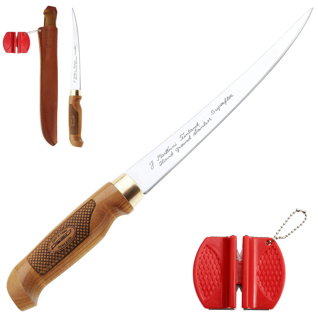Marttiini Classic Superflex Filetier-Messer 30,6cm + Geschenkverpackung + RTX Messer-Schärfer/Fillet