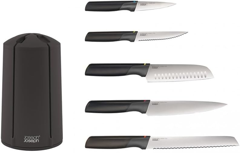 Joseph Joseph Elevate Messerblock, 5-teilig, drehbar, japanischer Edelstahl, Schwarz Mehrfarbig