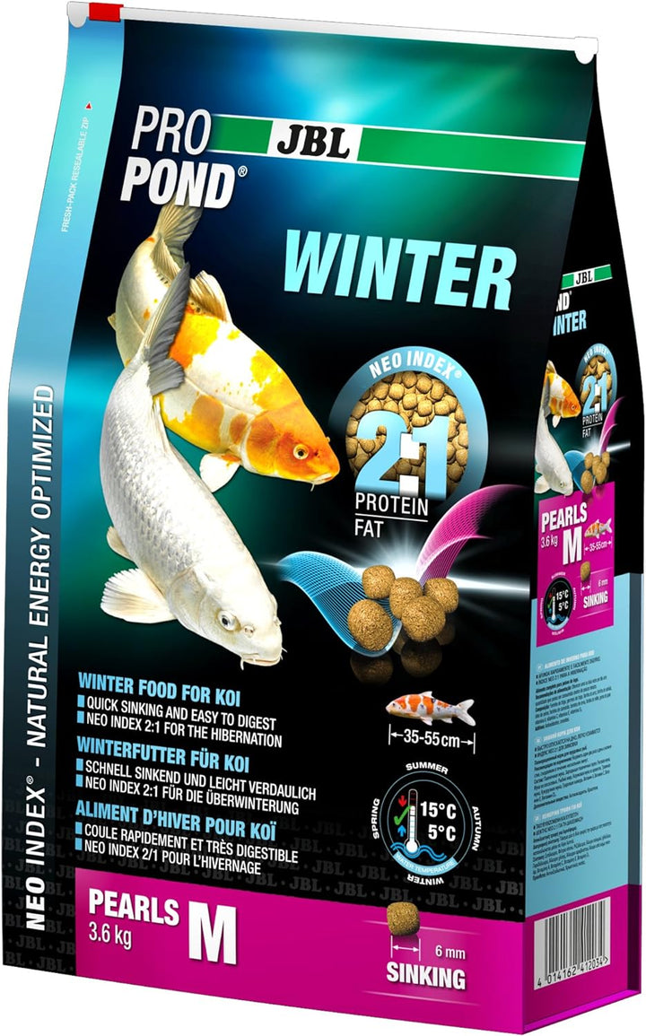 JBL Winterfutter für Koi, Sinkende Futterperlen, Saisonfutter, ProPond Winter, Grösse M, 3,6 kg 3.6