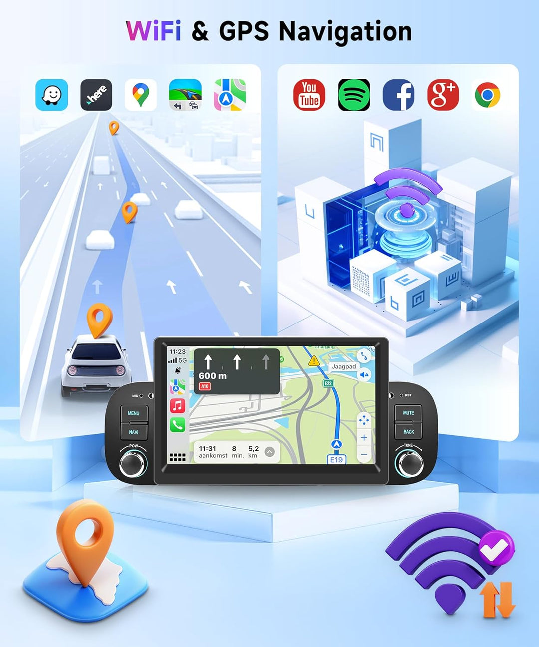 2G+64G Rimoody Android Autoradio für FIAT Panda 2013-2020 7 Zoll Touchscreen Stereo Auto mit Wireles