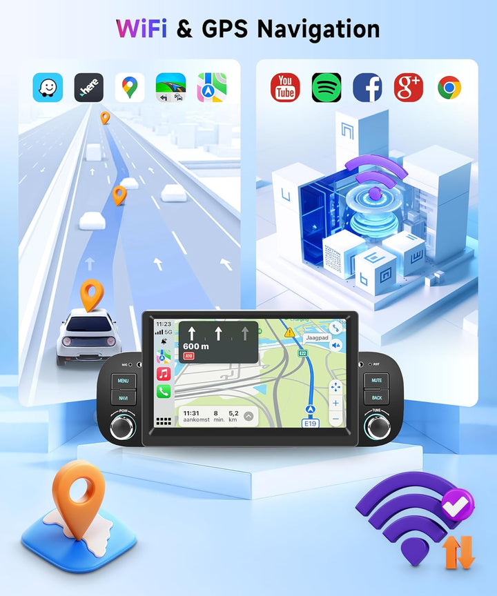 2G+64G Rimoody Android Autoradio für FIAT Panda 2013-2020 7 Zoll Touchscreen Stereo Auto mit Wireles