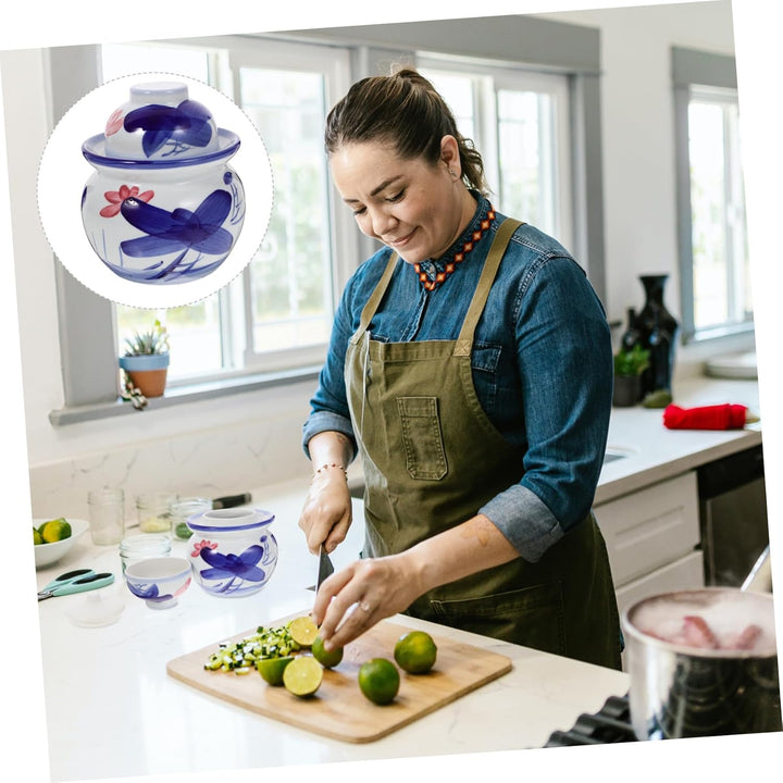 Cabilock Gurkentopf Keramik G?rtopf Kimchi Porzellan Gurkenglas Gurkenbeh?lter Sauerkrauttopf Tradit