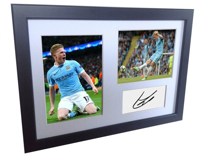 Unterzeichnet Kevin De Bruyne Manchester City Autogrammkarte Foto Bilderrahmen PRINT A4