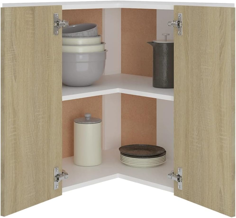 Eckhängeschrank Sonoma-Eiche 57x57x60 cm Holz KüChenschrank Eckschrank Vorratsschrank KüChenuntersch