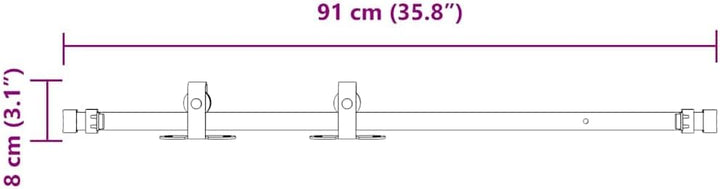 vidaXL Schiebetürbeschlag Set für Schranktüren 91 cm Karbonstahl, Schiebetürbeschlag Schrank, Schieb