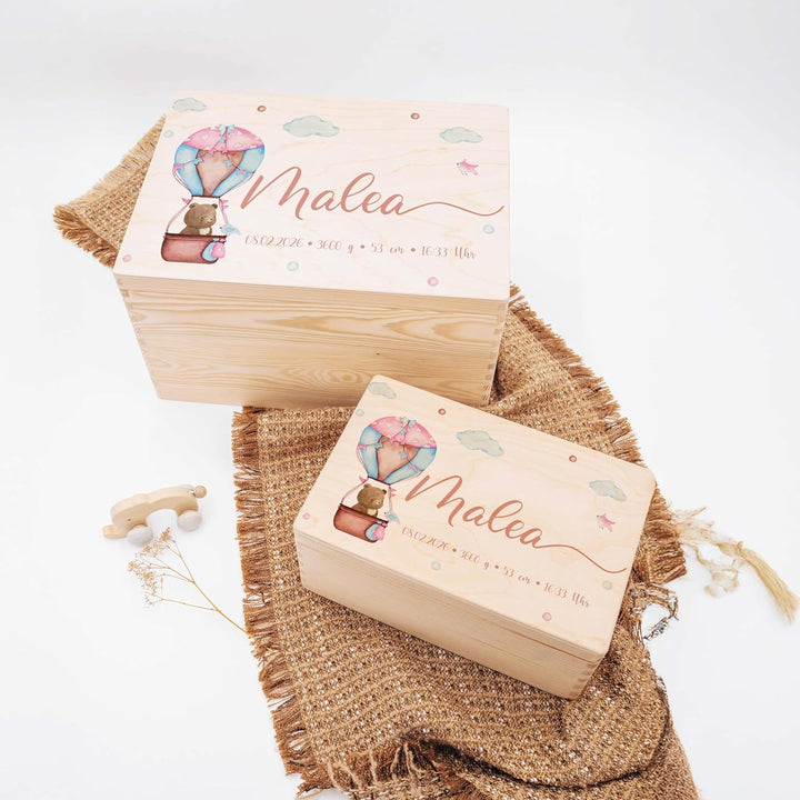 KIDSMOOD - Erinnerungsbox Baby, personalisierte Holzkiste mit Deckel, Ideal zur Aufbewahrung von Eri