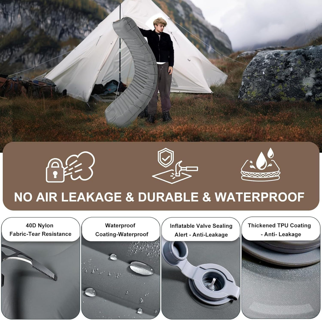 Origem Isomatte Camping Selbstaufblasend, 14cm Ultraleichte Schlafmatte Aufblasbar Kleines Packmass,