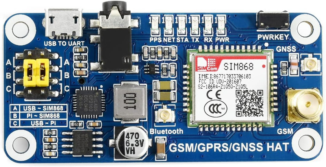 Waveshare GSM/GPRS/GNSS HAT Expansion Board Compatible with Raspberry Pi,with Low-Power Consumption
