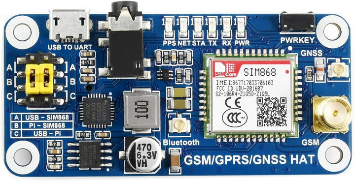 Waveshare GSM/GPRS/GNSS HAT Expansion Board Compatible with Raspberry Pi,with Low-Power Consumption
