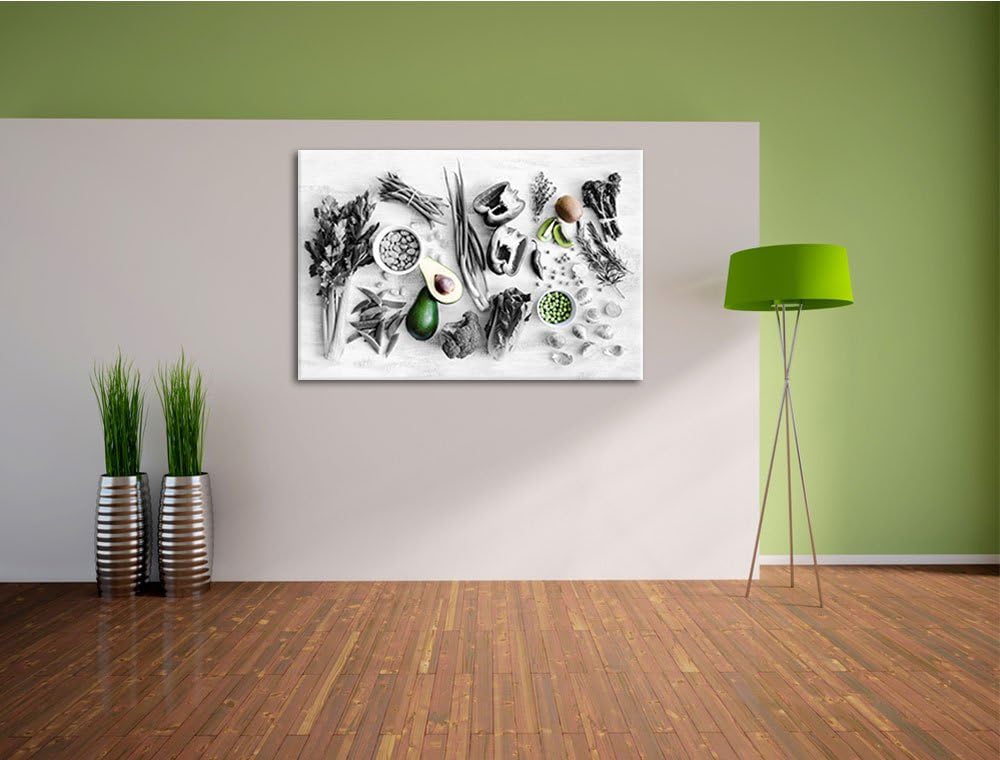 schöne Gemüse und Obst Vielfalt schwarz/weiss Format: 100x70 auf Leinwand, XXL riesige Bilder fertig