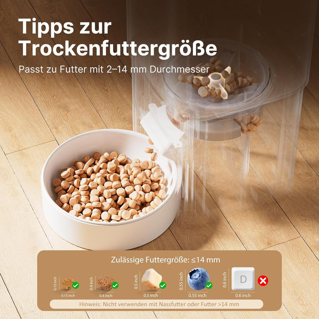 Futterautomat Katze, 5L Grosses Fassungsvermögen, 2.4GHz / 5GHz WiFi Smart Futterspender mit App Ste