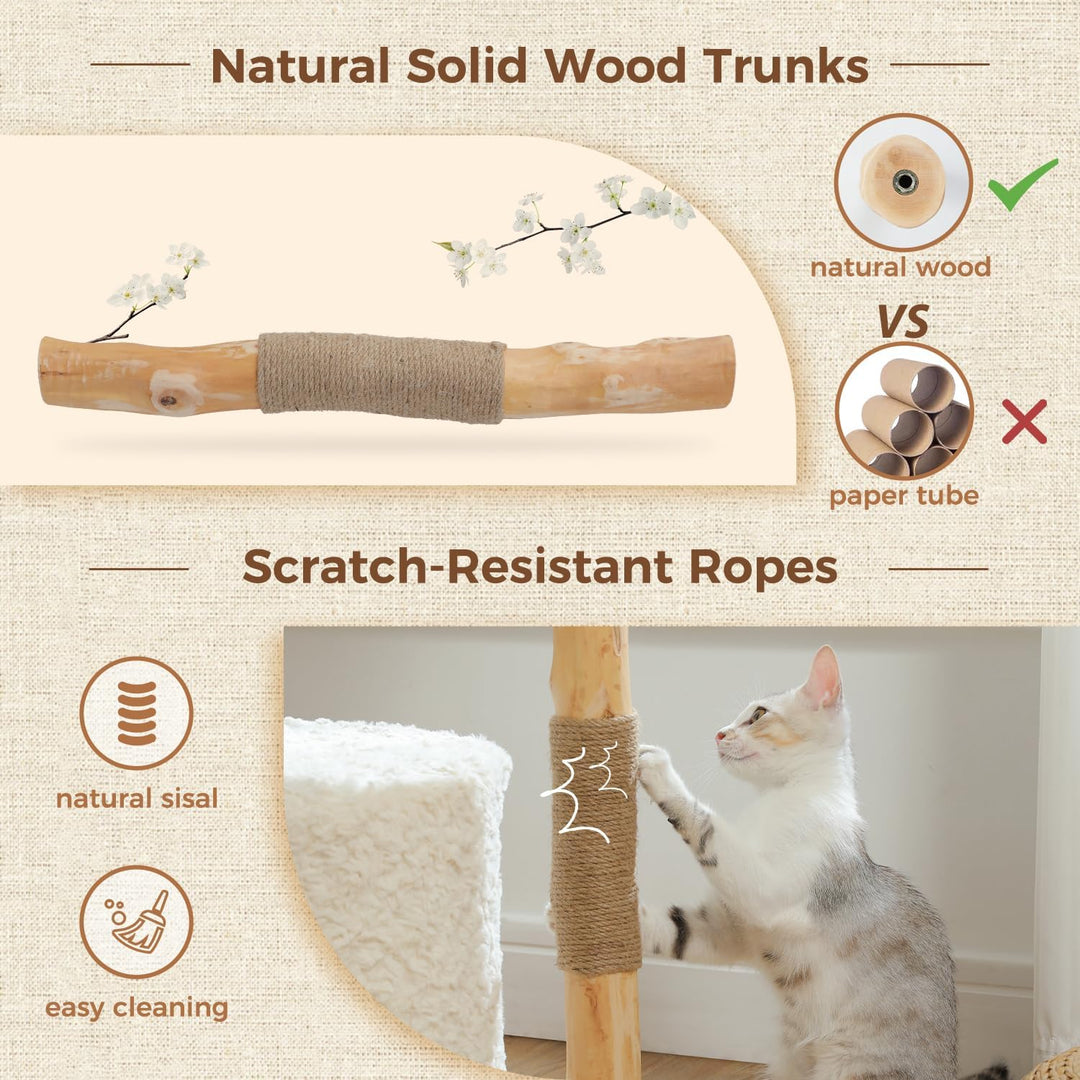 PETEPELA 102cm Moderner Kratzbaum für Katzen alle Lebensphase, luxuriöser Kletterbaum mit grossem We