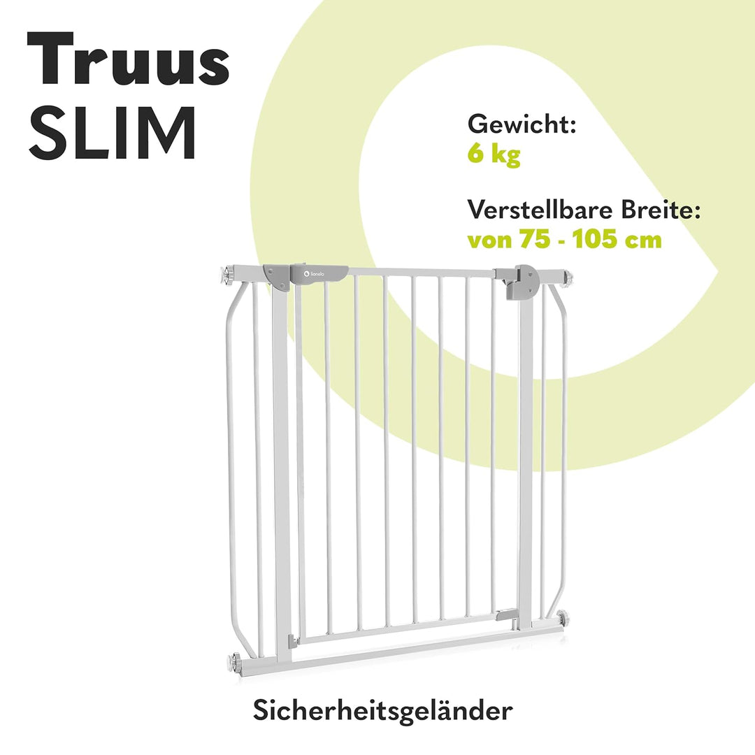 LIONELO Truus Slim Kinderschutzgitter Sicherheit ohne Bohren, Doppeltes Sicherheitssystem, Verstellb