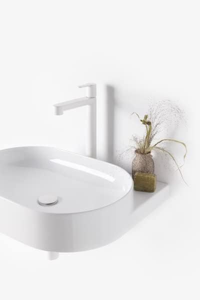 RAVAK Waschbecken-Set mit Original-Einbauregal und Weiss Zubehör, Waschbecken zur Wandmontage mit Ha