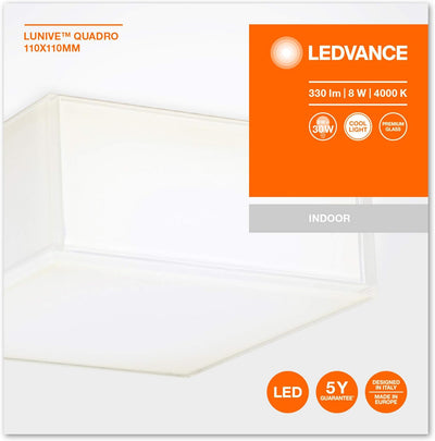 LEDVANCE LED Wand- und Deckenleuchte, Leuchte für Innenanwendungen, Kaltweiss, 110,0 mm x 110,0 mm x