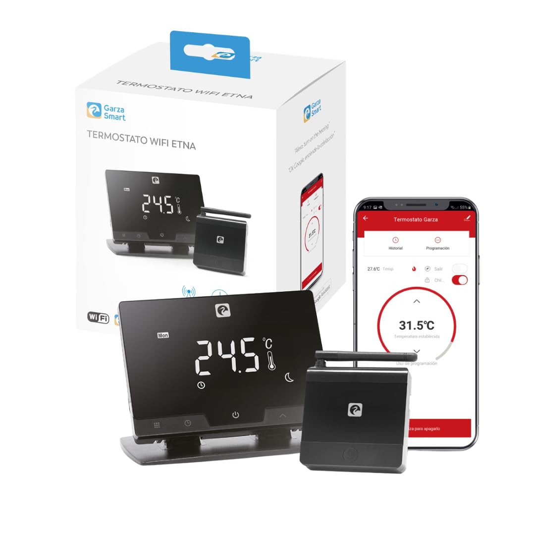 Garza 401267 Smart-Thermostat Smart WiFi für Heizung und Heizung, Touch- und Programmierbar, Sprachs