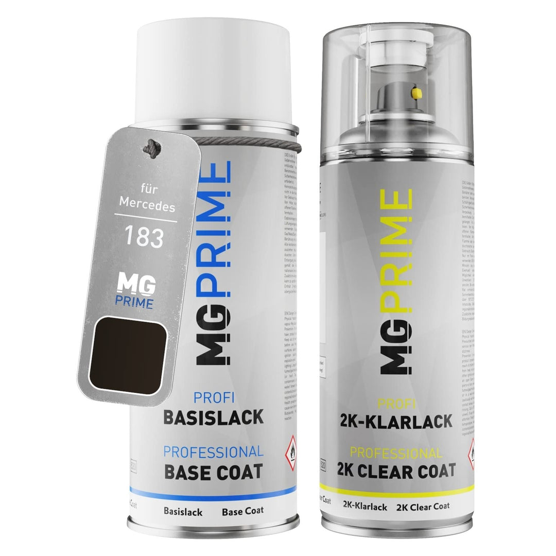 MG PRIME Autolack 2K Spraydosen Set für Mercedes 183/9183 Magnetitschwarz Metallic/Magnetite Black M
