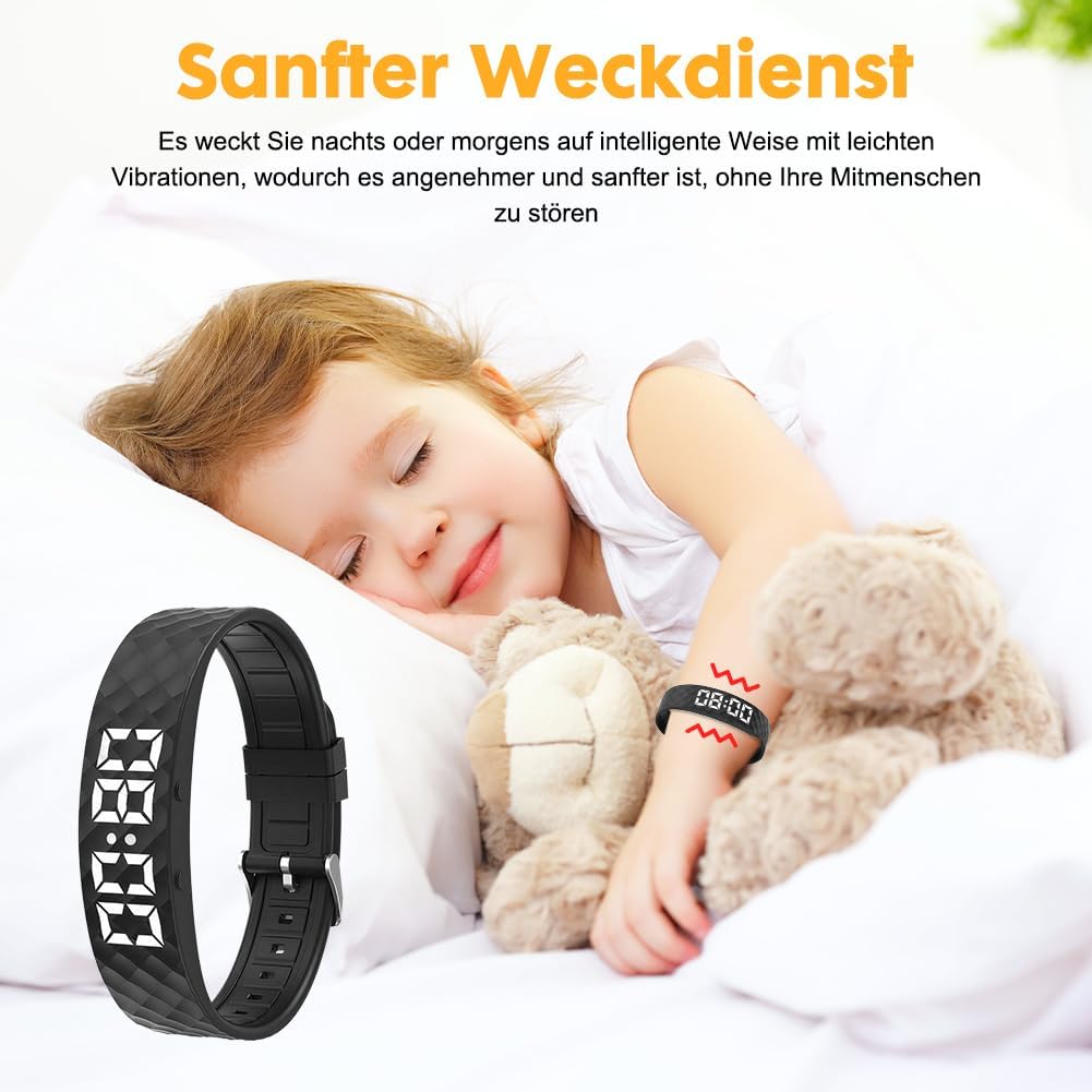 CEWROM Vibrationswecker Armband, Vibrationsalarm Erinnerung Uhr, Silent Vibrating Alarm Reminder Wat