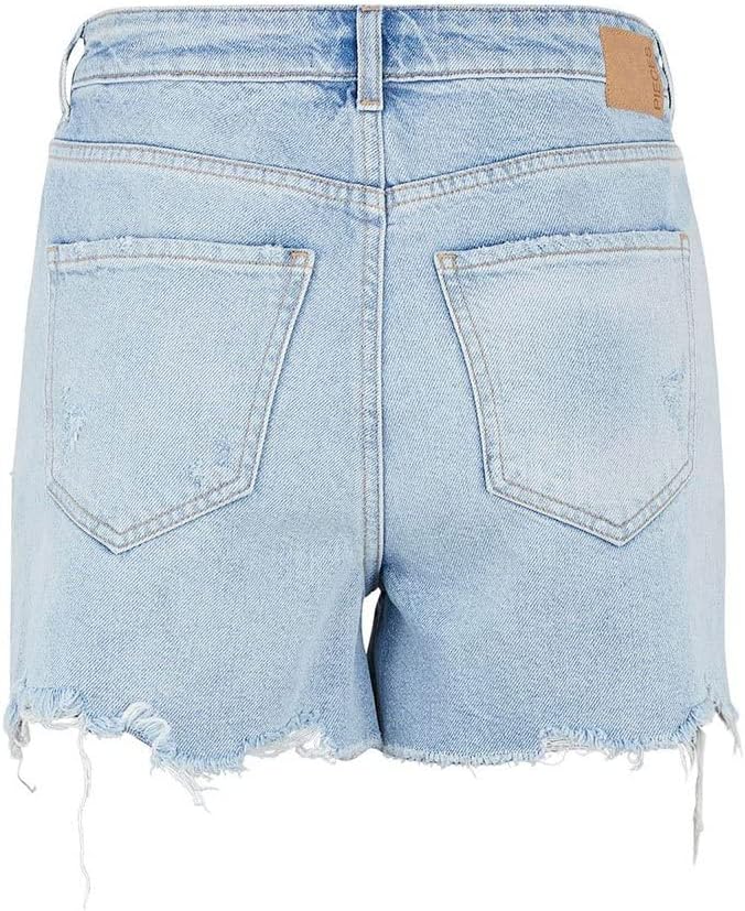 PIECES Damen Pctulla Hw Lb-ba Noos Jeans-Shorts M Light Blue Denim, M Light Blue Denim