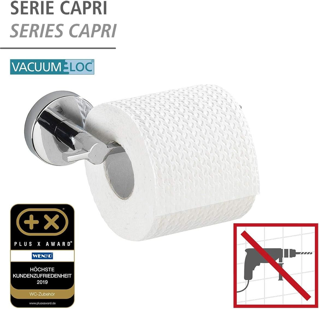 WENKO Vacuum-Loc® Toilettenpapierrollenhalter Capri, hochwertiger Toilettenpapierspender zur Wandmon