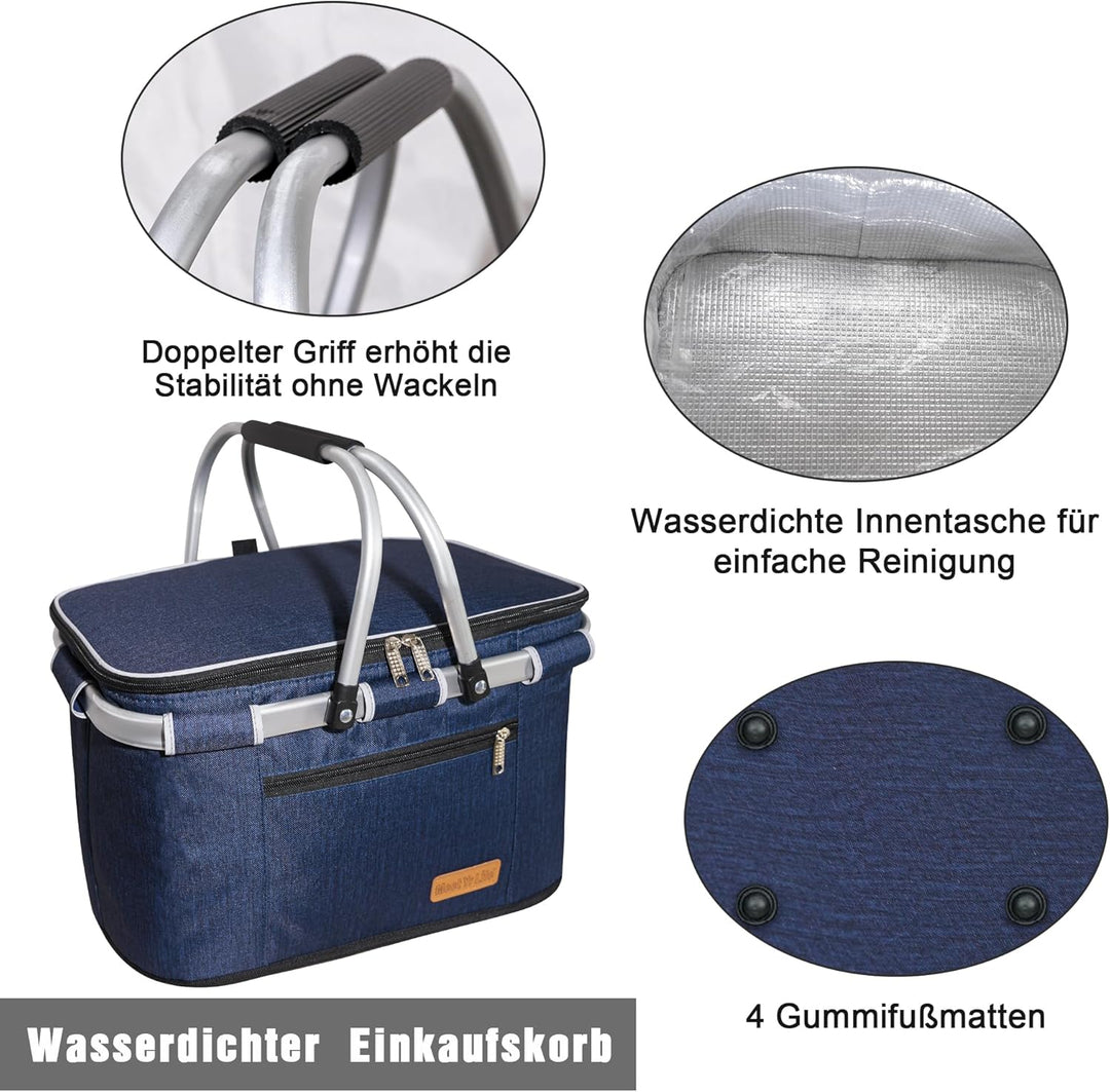 Einkaufskorb Kühltasche Gross Isolierkorb KüHlkorb KüHltasche Picknickkorb Picknicktasche mit Zwei G