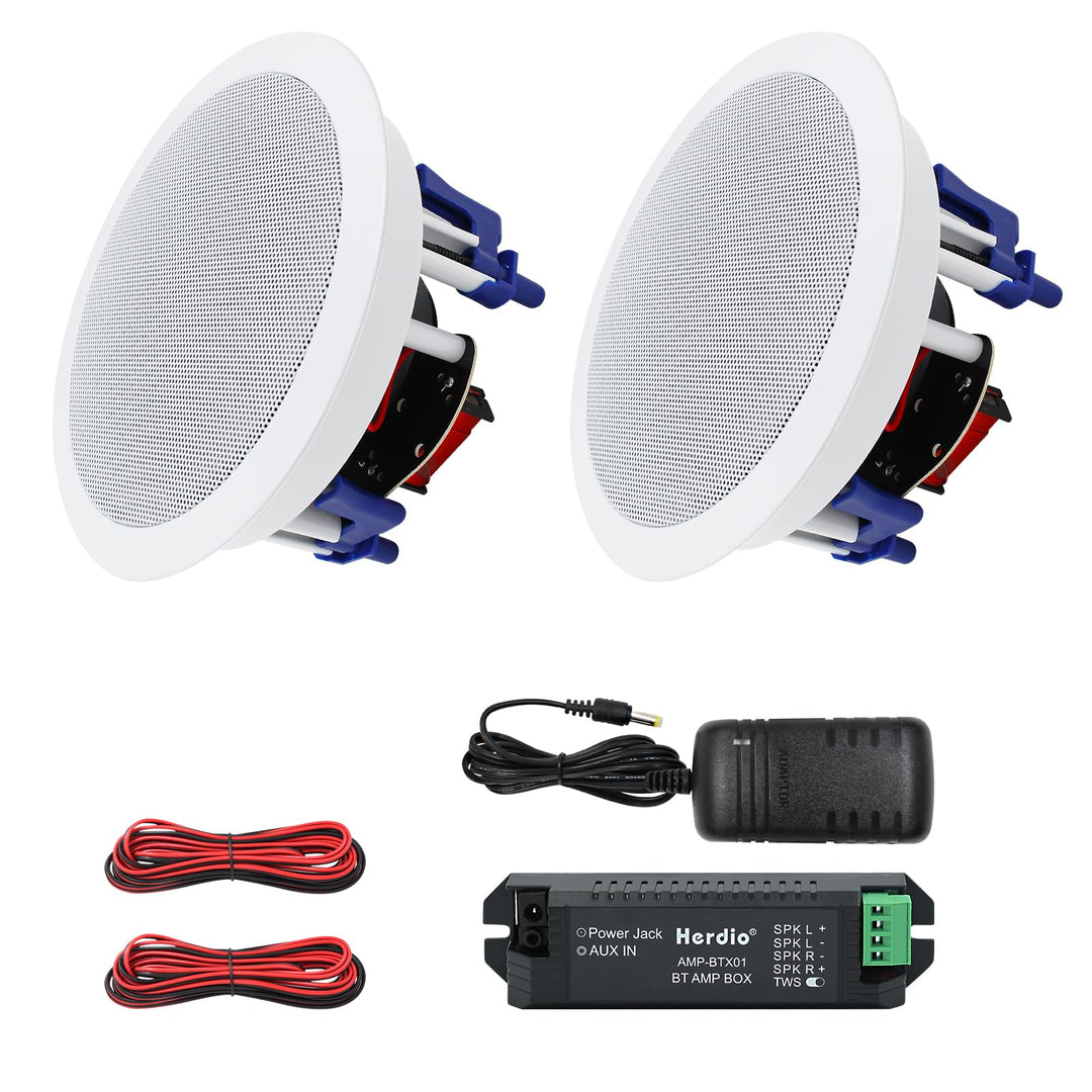 Herdio 5,25 Zoll Deckenlautsprecher, 300 Watt Kompatibel mit Bluetooth Einbaulautsprecher, Unterputz