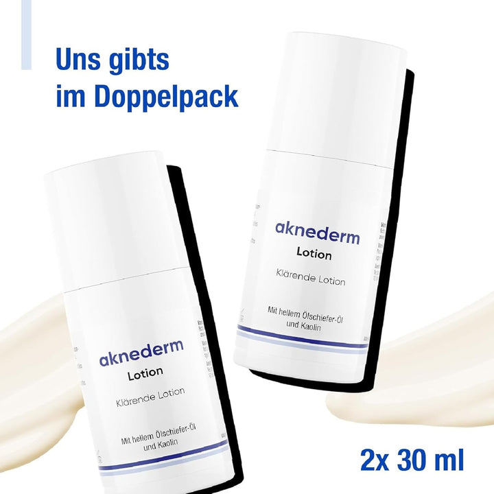 Aknederm mattierende Gesichtslotion gegen Pickel & Akne 2 x 30ml - Tageslotion für normale bis fetti