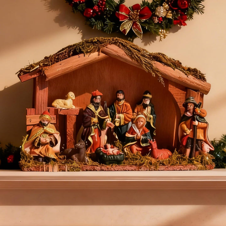 Weihnachtskrippen Figuren aus Resin | Jesus Geburtsfiguren Dekoration | Weihnachtskrippen Set aus Ho